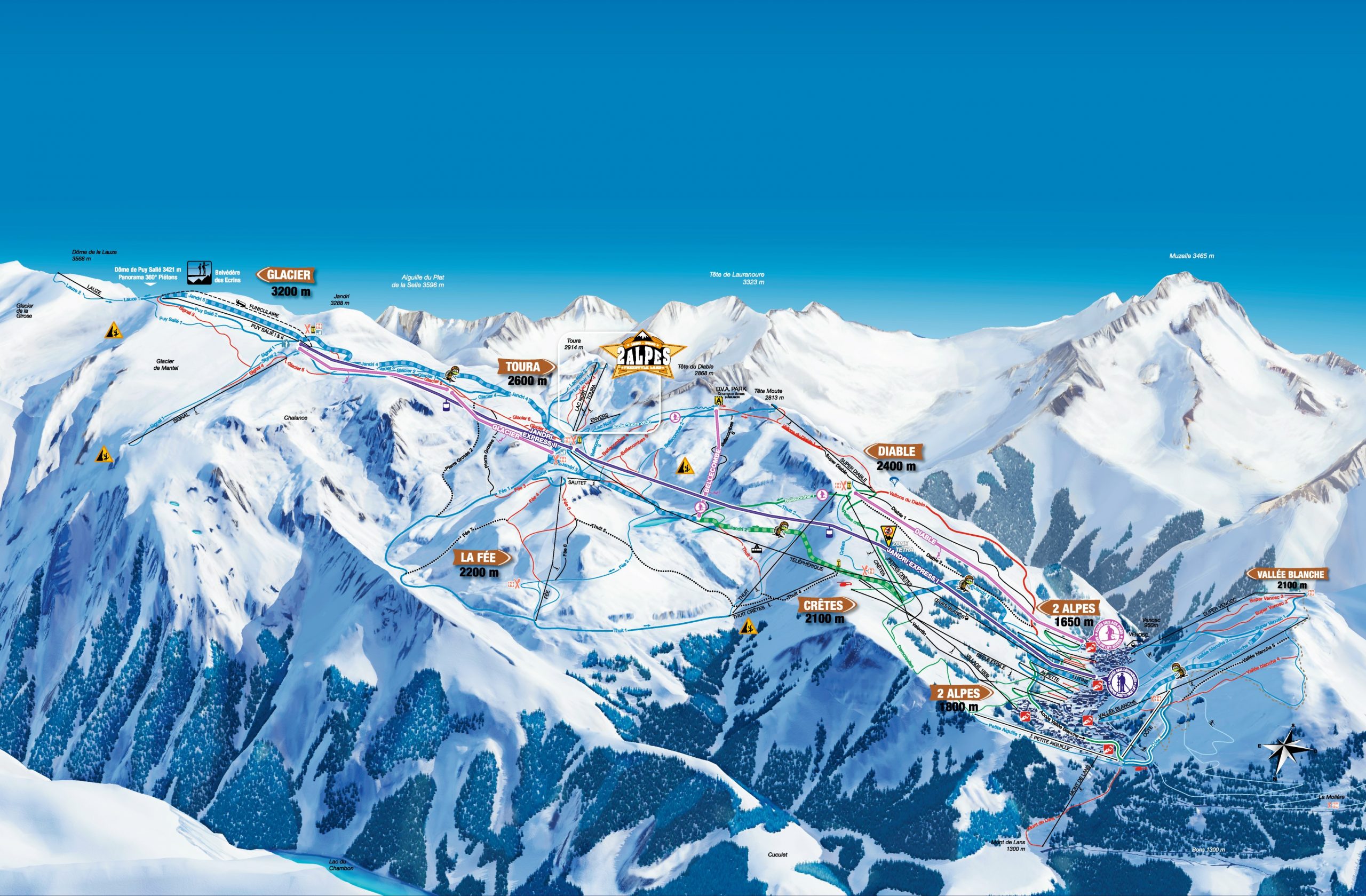 plan des pistes du massif de l'écrins